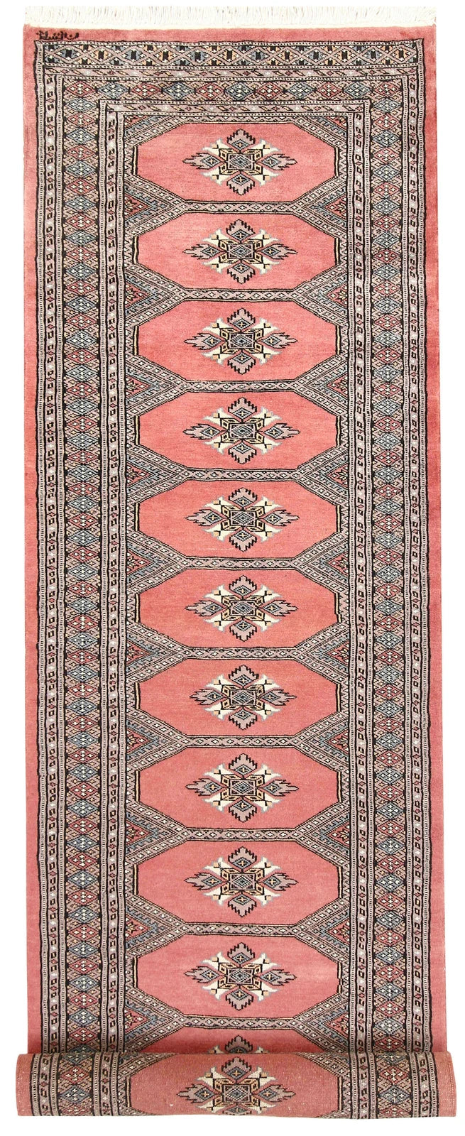 Light Coral Pakistani Jaldar Rug 2' 6" x 9' Hand-Knotted | No. QA51011