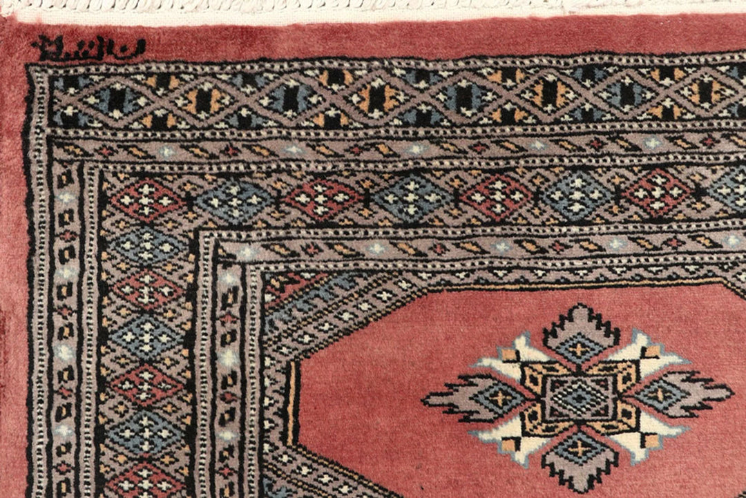Light Coral Pakistani Jaldar Rug 2' 6" x 9' Hand-Knotted | No. QA51011