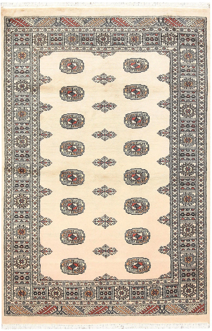 Brown Pakistani Bokhara Rug 4' 2" x 6' 3" Hand-Knotted | No. QA51030
