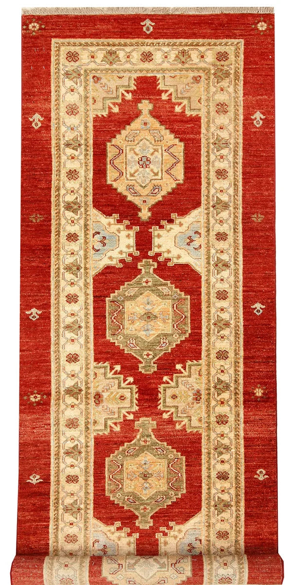 Red Oushak Rug 2' 9" x 7' 11" Hand-Knotted | No. QA51091
