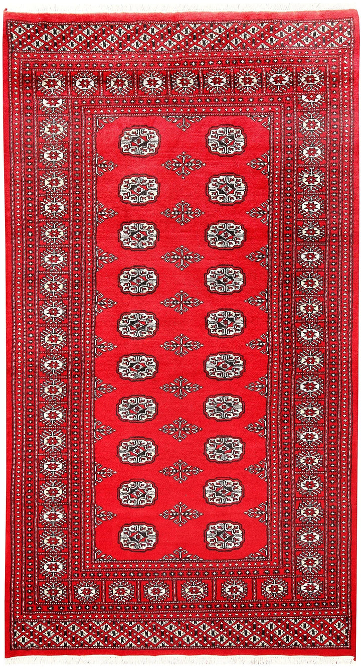 Red Bokhara Rug 4' x 7'5" Hand-Knotted | No. QA51169