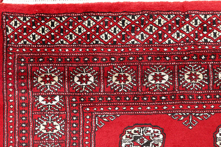 Red Bokhara Rug 4' x 7'5" Hand-Knotted | No. QA51169