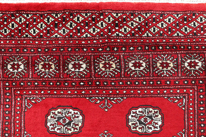 Red Bokhara Rug 4' x 7'5" Hand-Knotted | No. QA51169