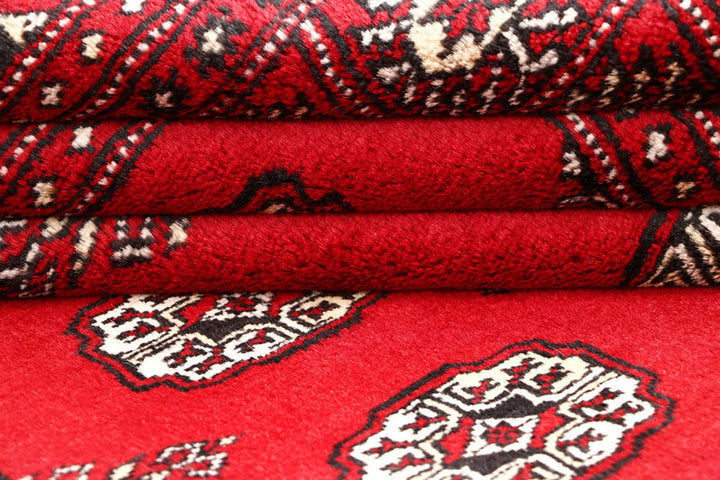Red Bokhara Rug 4' x 7'5" Hand-Knotted | No. QA51169
