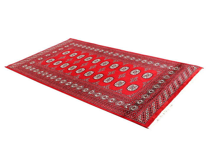Red Bokhara Rug 4' x 7'5" Hand-Knotted | No. QA51169