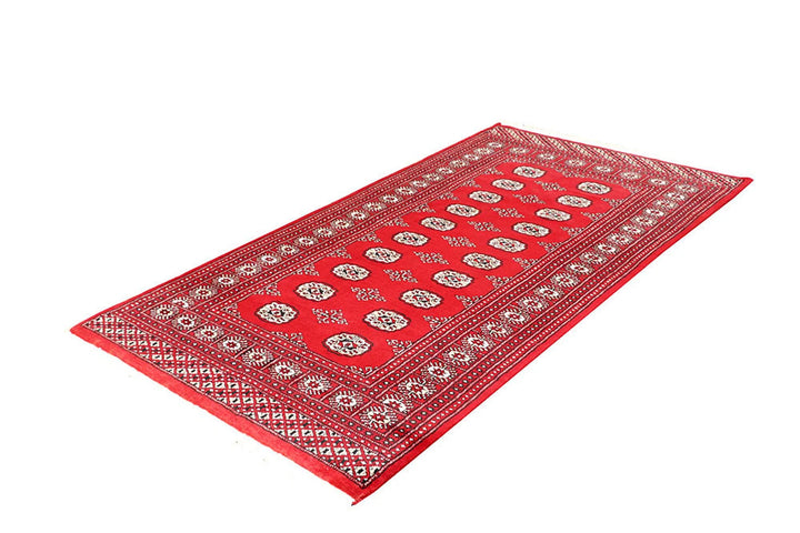 Red Bokhara Rug 4' x 7'5" Hand-Knotted | No. QA51169