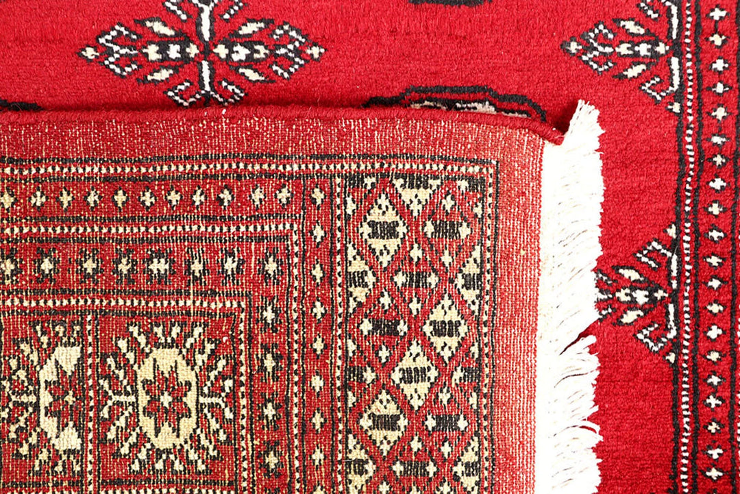 Red Bokhara Rug 4' x 7'5" Hand-Knotted | No. QA51169