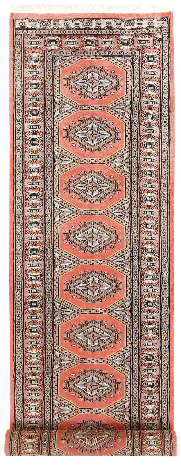 Light Salmon Pakistani Jaldar Runner 2' 4" x 9' 1" Hand-Knotted | No. QA51229
