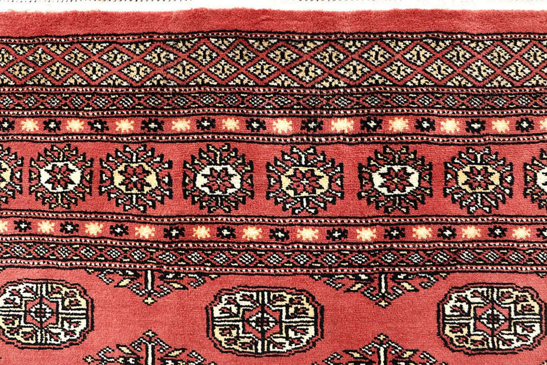 Light Coral Pakistani Bokhara Rug 6' 1" x 9' 5" Hand-Knotted | No. QA51301