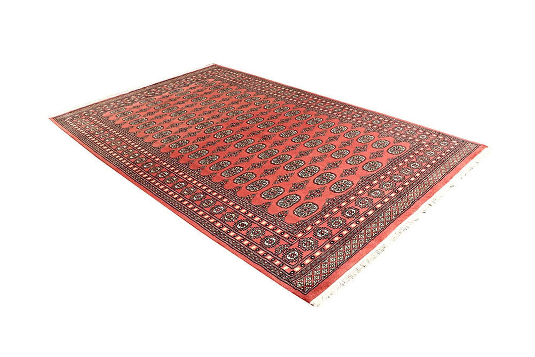Light Coral Pakistani Bokhara Rug 6' 1" x 9' 5" Hand-Knotted | No. QA51301