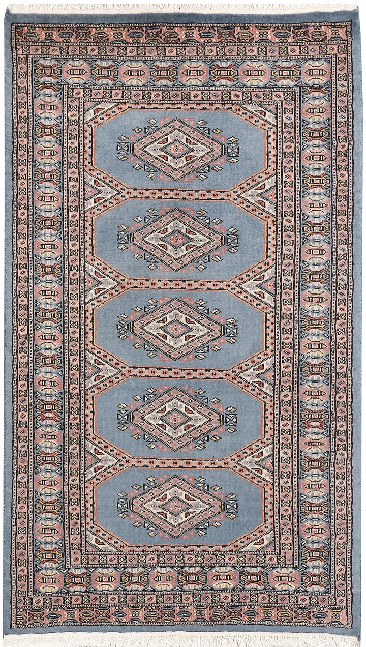 Light Slate Grey Pakistani Jaldar Rug 3' x 5'2" Hand-Knotted | No. QA51372