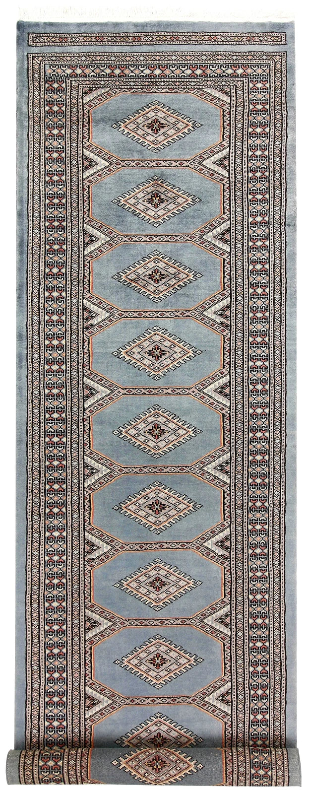 Light Slate Grey Pakistani Jaldar Rug 2' 5" x 8' 10" Hand-Knotted | No. QA51501