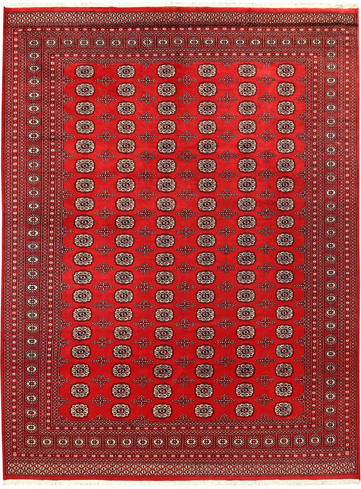 Red Bokhara Rug 9' 1" x 12' 4" Hand-Knotted | No. QA51543