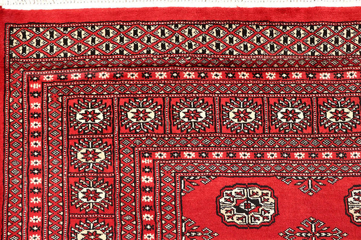 Red Bokhara Rug 9' 1" x 12' 4" Hand-Knotted | No. QA51543
