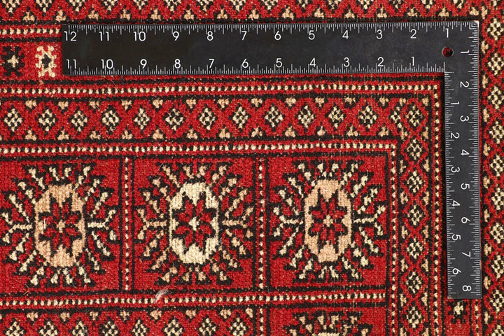 Red Bokhara Rug 9' 1" x 12' 4" Hand-Knotted | No. QA51543