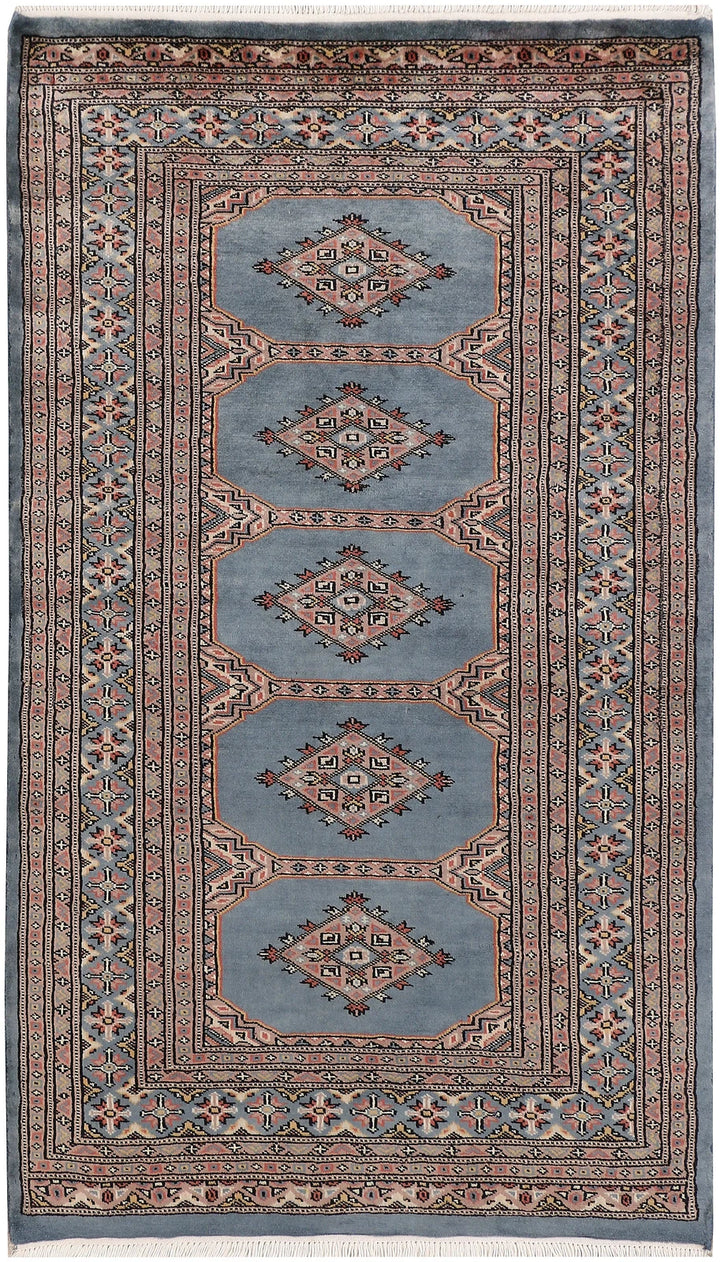 Light Slate Grey Pakistani Jaldar Rug 3' 1" x 5' 4" Hand-Knotted | No. QA51608