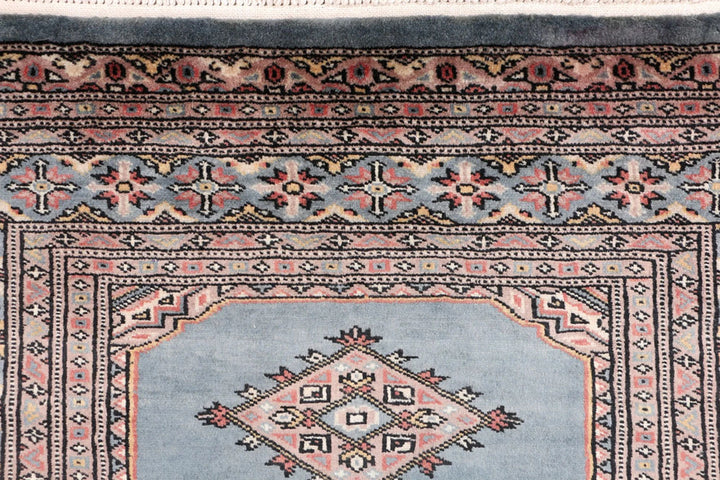 Light Slate Grey Pakistani Jaldar Rug 3' 1" x 5' 4" Hand-Knotted | No. QA51608