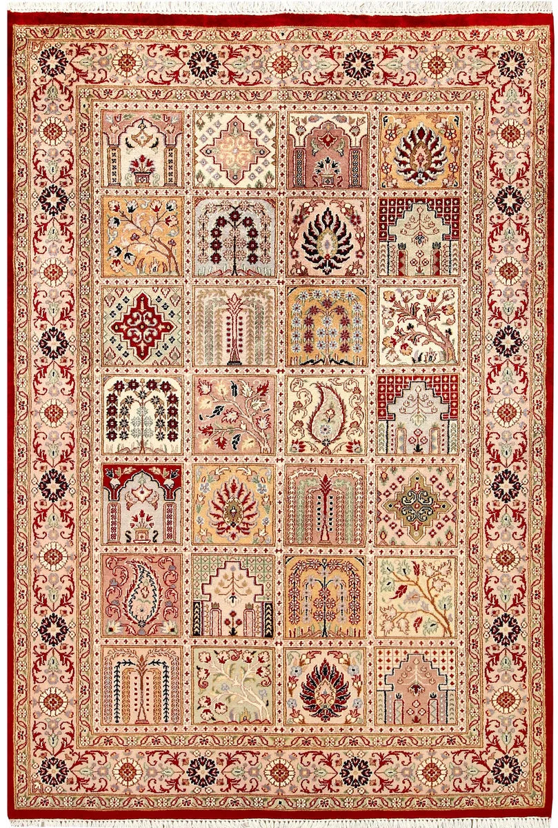 Pakistani Bakhtiar Rug 4' 6" x 6' 7" Hand-Knotted | No. QA51673