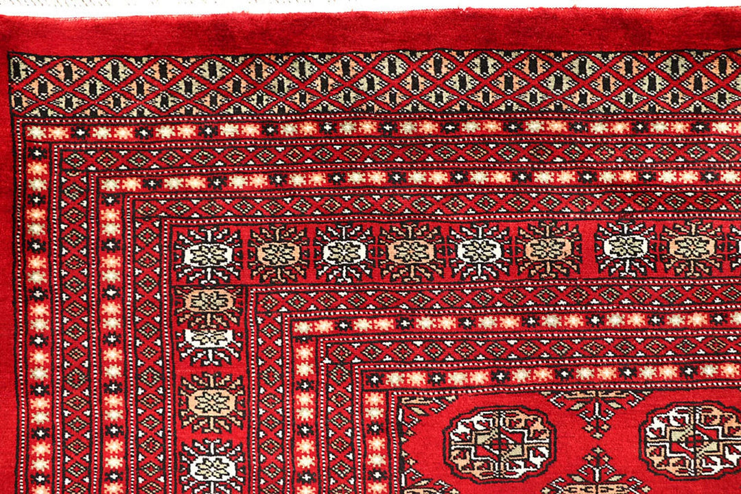 Firebrick Pakistani Bokhara Rug 9' 3" x 11' 10" Hand-Knotted | No. QA51685