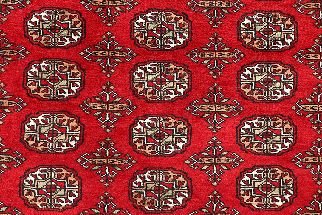 Firebrick Pakistani Bokhara Rug 9' 3" x 11' 10" Hand-Knotted | No. QA51685