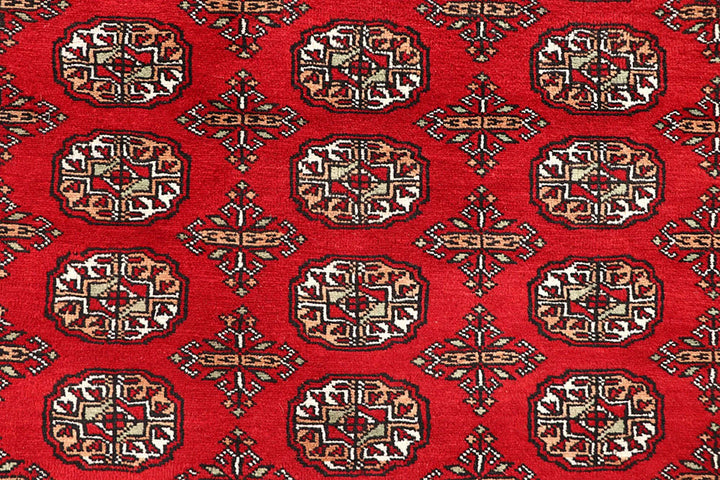 Firebrick Pakistani Bokhara Rug 9' 3" x 11' 10" Hand-Knotted | No. QA51685
