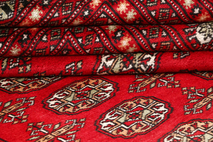 Firebrick Pakistani Bokhara Rug 9' 3" x 11' 10" Hand-Knotted | No. QA51685