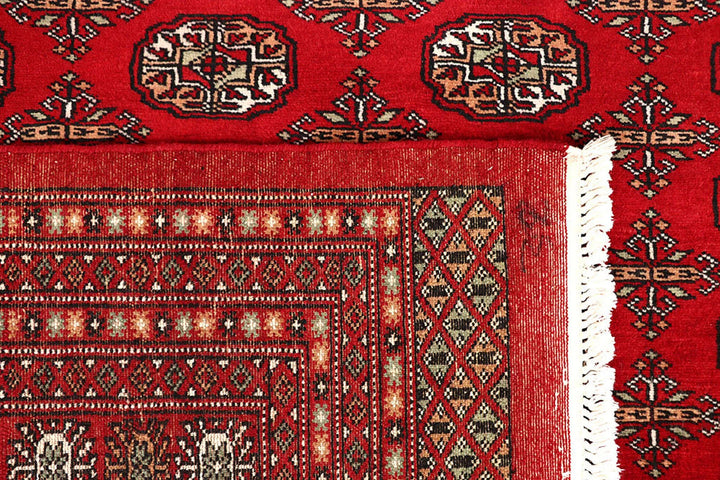 Firebrick Pakistani Bokhara Rug 9' 3" x 11' 10" Hand-Knotted | No. QA51685