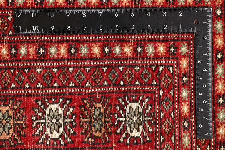 Firebrick Pakistani Bokhara Rug 9' 3" x 11' 10" Hand-Knotted | No. QA51685
