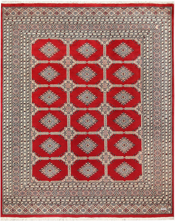 Firebrick Pakistani Jaldar Rug 6' 9" x 8' 4" Hand-Knotted | No. QA51853