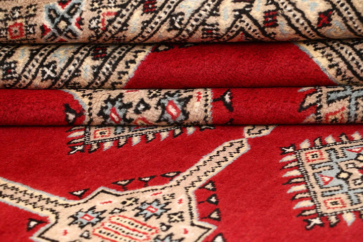 Firebrick Pakistani Jaldar Rug 6' 9" x 8' 4" Hand-Knotted | No. QA51853