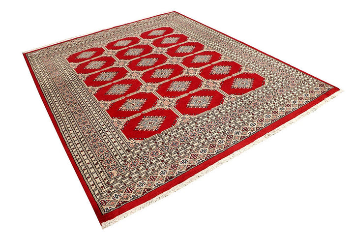 Firebrick Pakistani Jaldar Rug 6' 9" x 8' 4" Hand-Knotted | No. QA51853