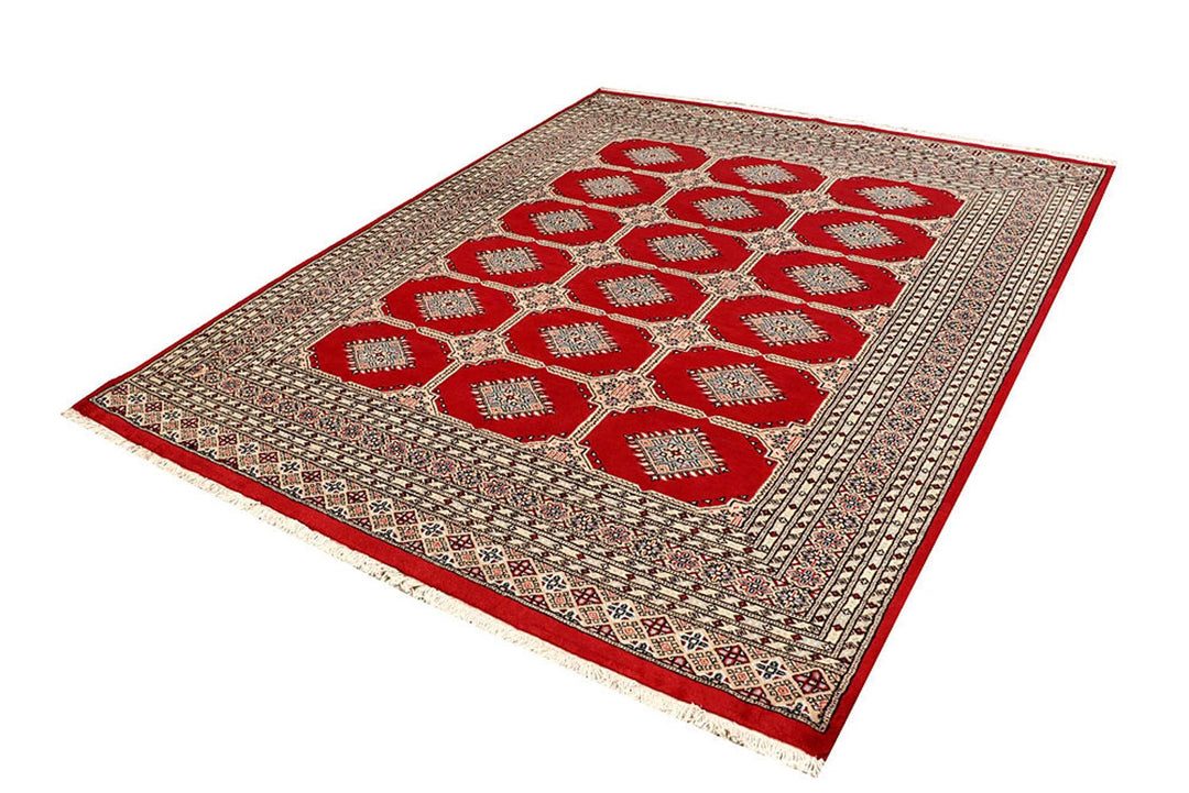 Firebrick Pakistani Jaldar Rug 6' 9" x 8' 4" Hand-Knotted | No. QA51853