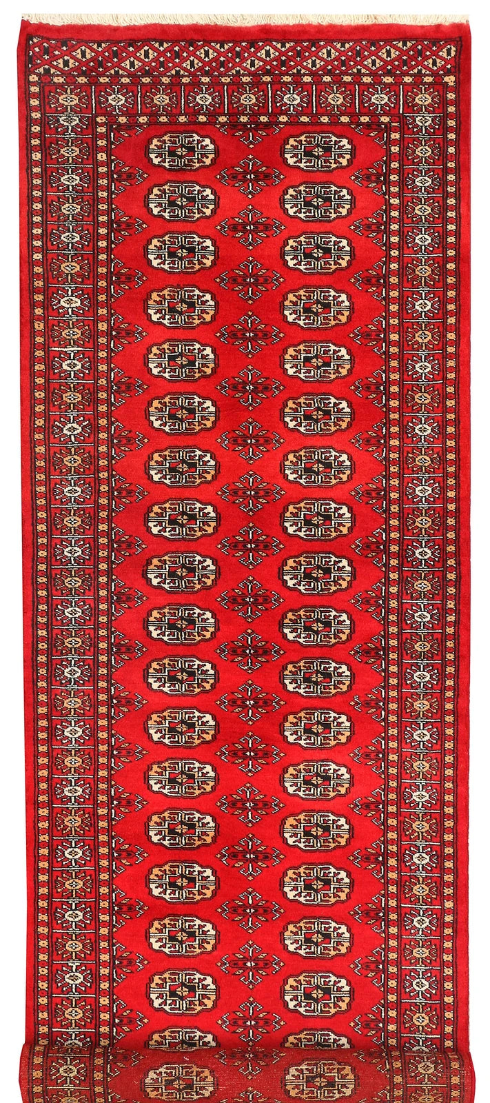 Red Pakistani Bokhara Rug 2' 7" x 8' 7" Hand-Knotted | No. QA51865