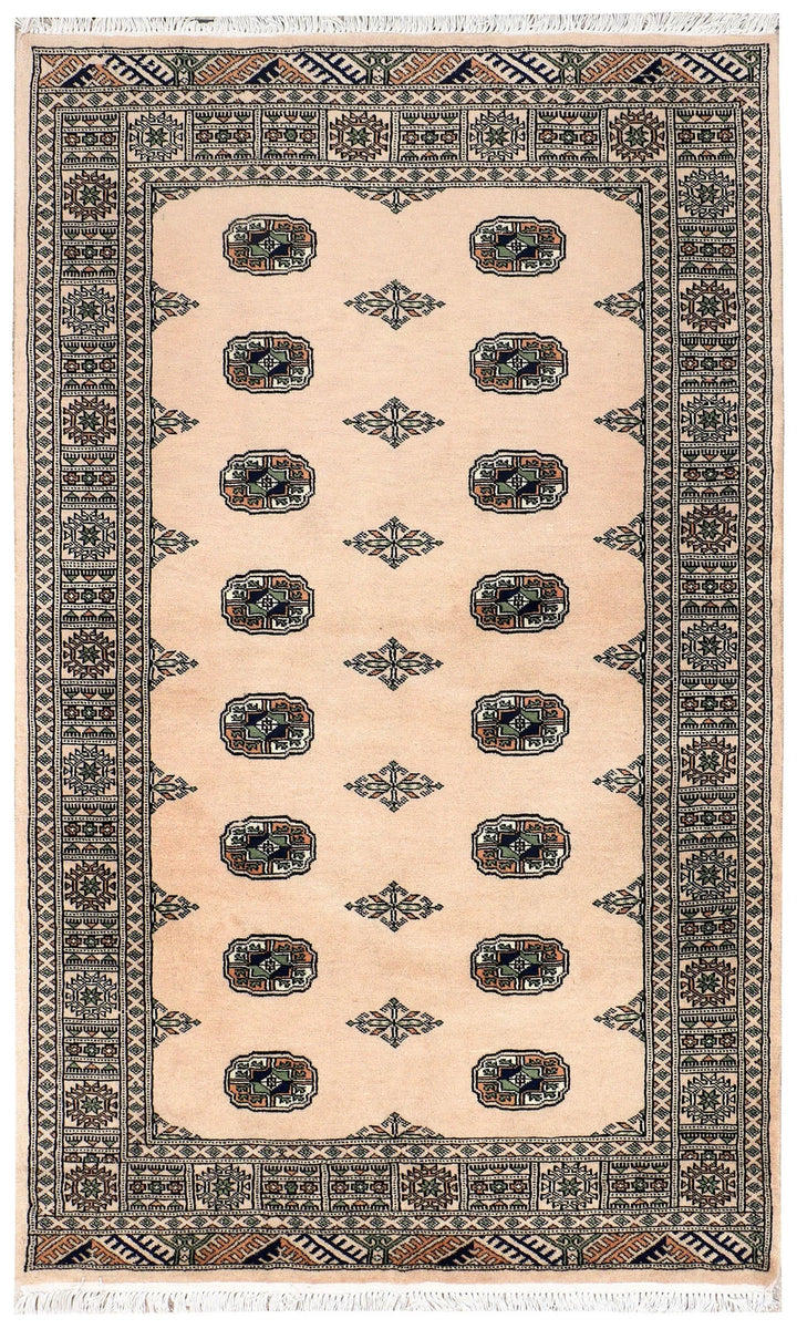 Brown Pakistani Bokhara Rug 4' x 6' 6" Hand-Knotted | No. QA51879