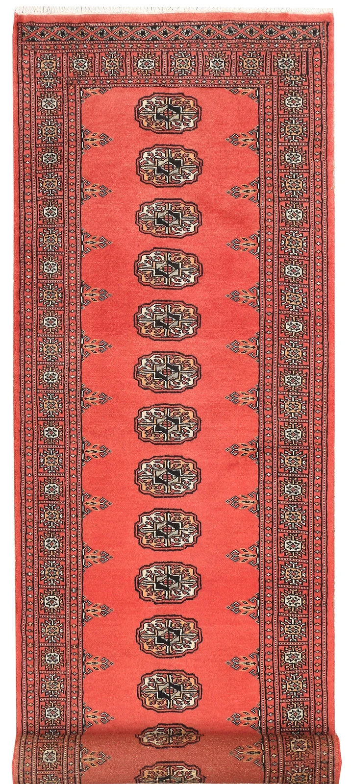 Indian Red Pakistani Bokhara Rug 2' 6" x 9' 10" Hand-Knotted | No. QA52120