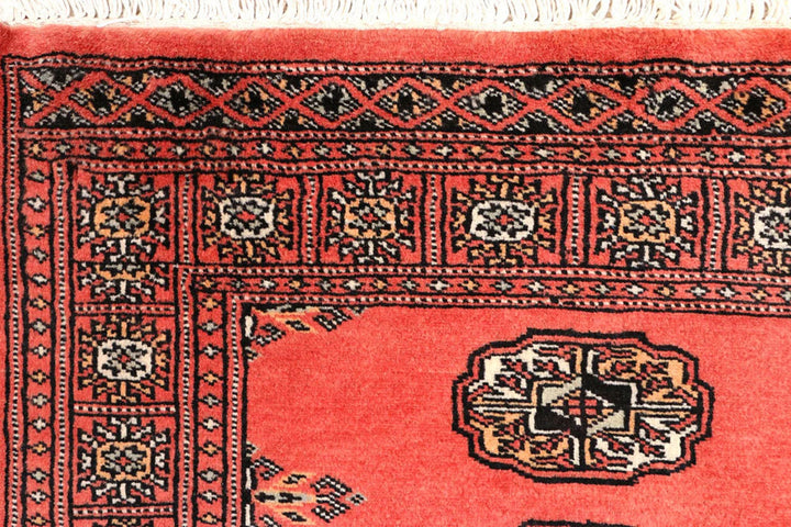 Indian Red Pakistani Bokhara Rug 2' 6" x 9' 10" Hand-Knotted | No. QA52120