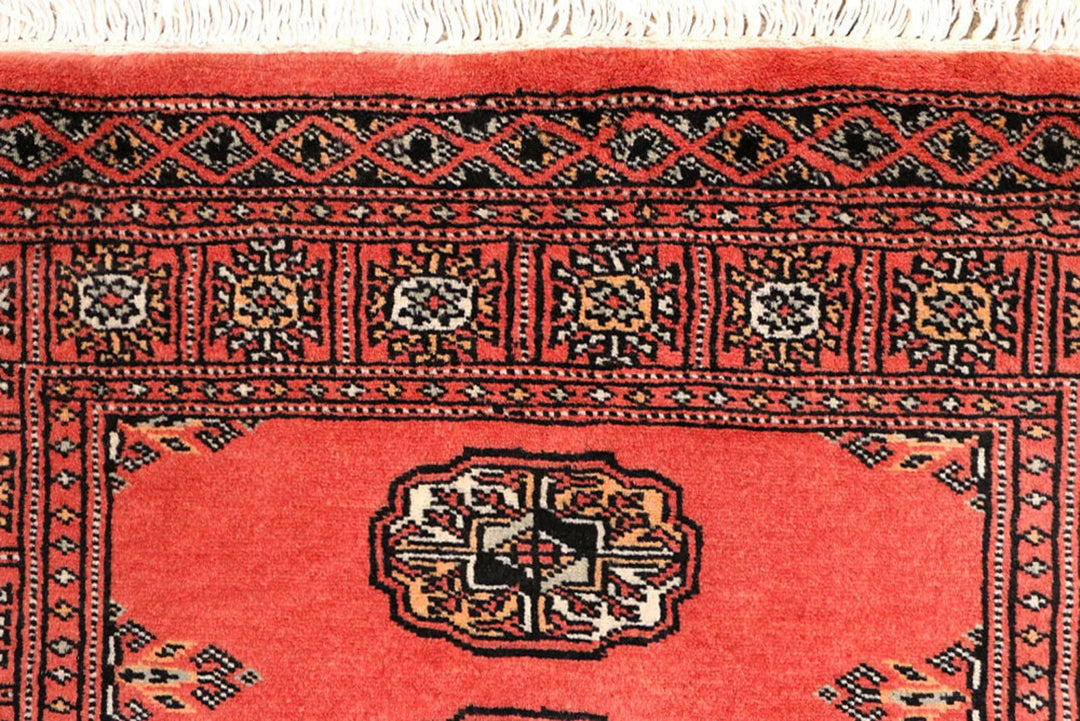 Indian Red Pakistani Bokhara Rug 2' 6" x 9' 10" Hand-Knotted | No. QA52120