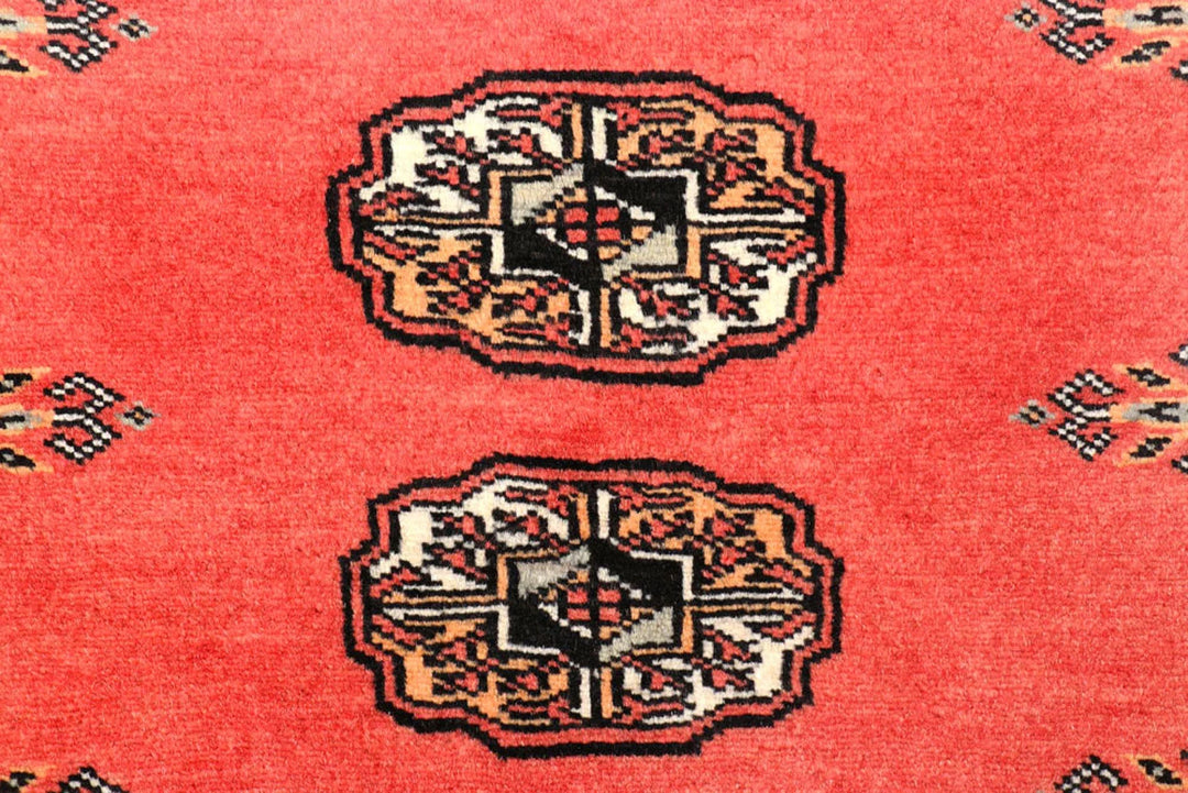 Indian Red Pakistani Bokhara Rug 2' 6" x 9' 10" Hand-Knotted | No. QA52120