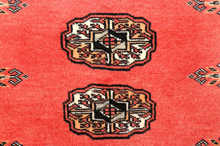 Indian Red Pakistani Bokhara Rug 2' 6" x 9' 10" Hand-Knotted | No. QA52120