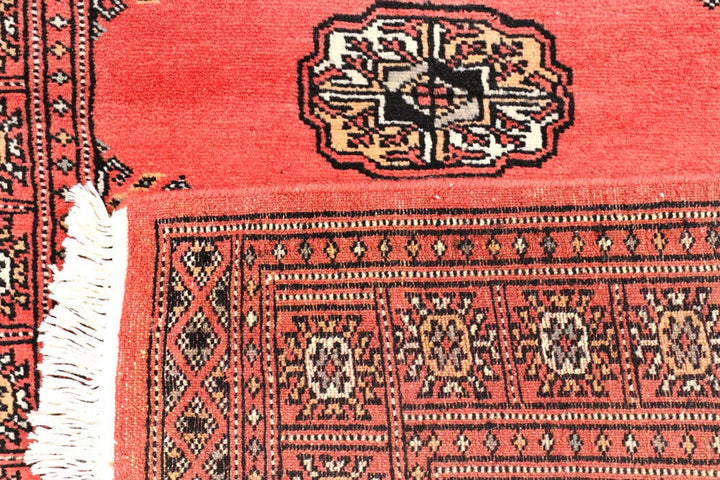 Indian Red Pakistani Bokhara Rug 2' 6" x 9' 10" Hand-Knotted | No. QA52120