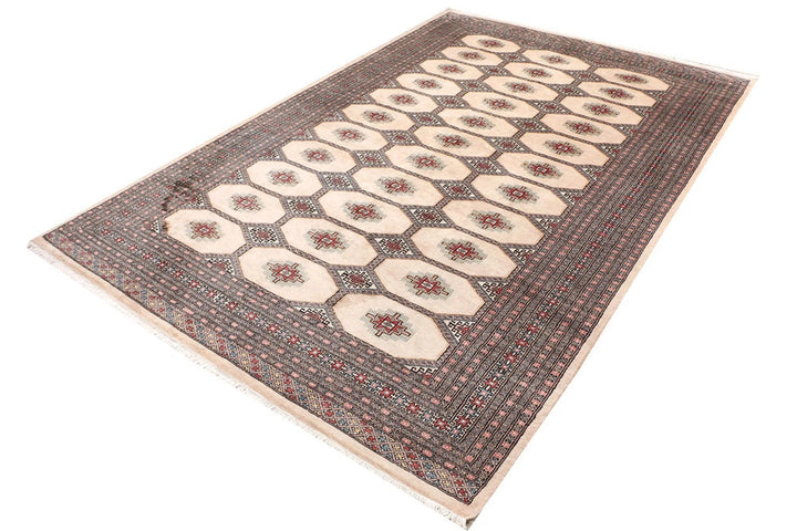 Bisque Pakistani Jaldar Rug 6' 8" x 10' 4" Hand-Knotted | No. QA52135