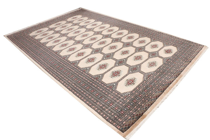 Bisque Pakistani Jaldar Rug 6' 8" x 10' 4" Hand-Knotted | No. QA52135
