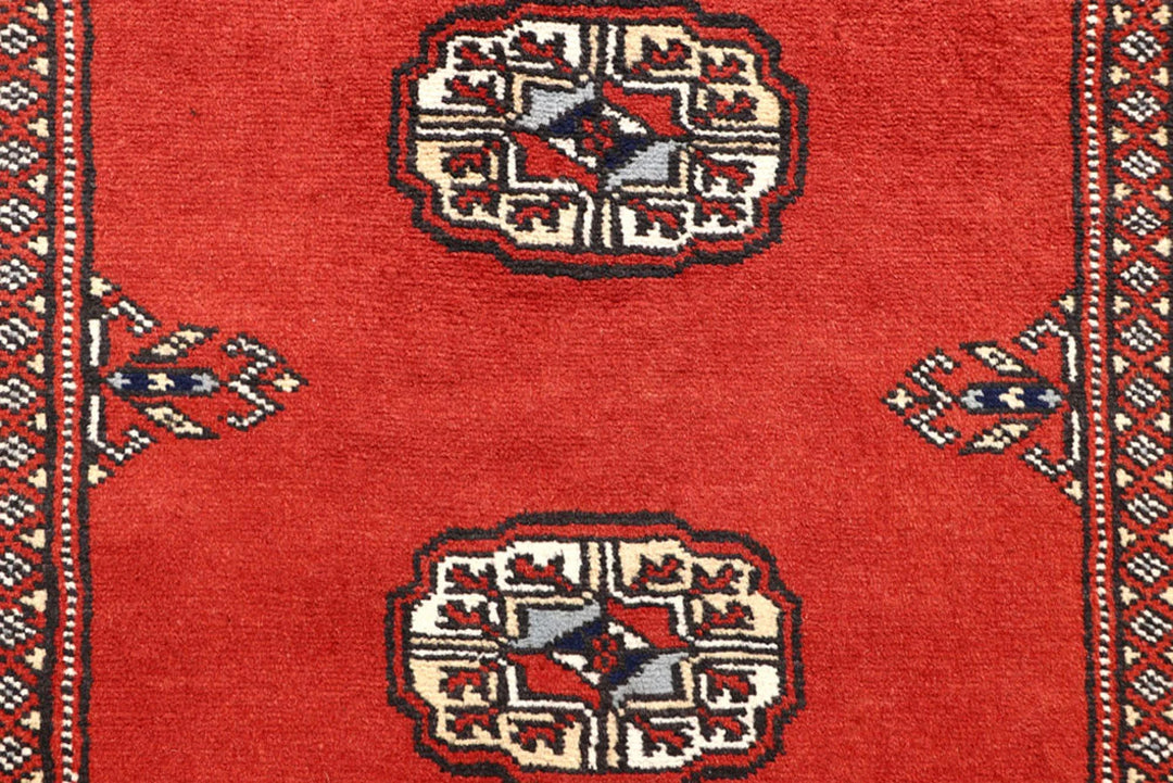 Orange Red Pakistani Bokhara Rug 2' 7" x 14' 3" Hand-Knotted | No. QA52184