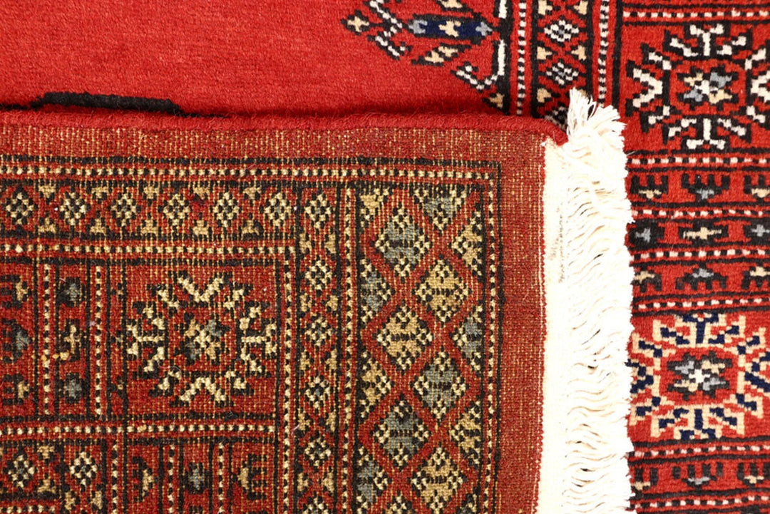 Orange Red Pakistani Bokhara Rug 2' 7" x 14' 3" Hand-Knotted | No. QA52184