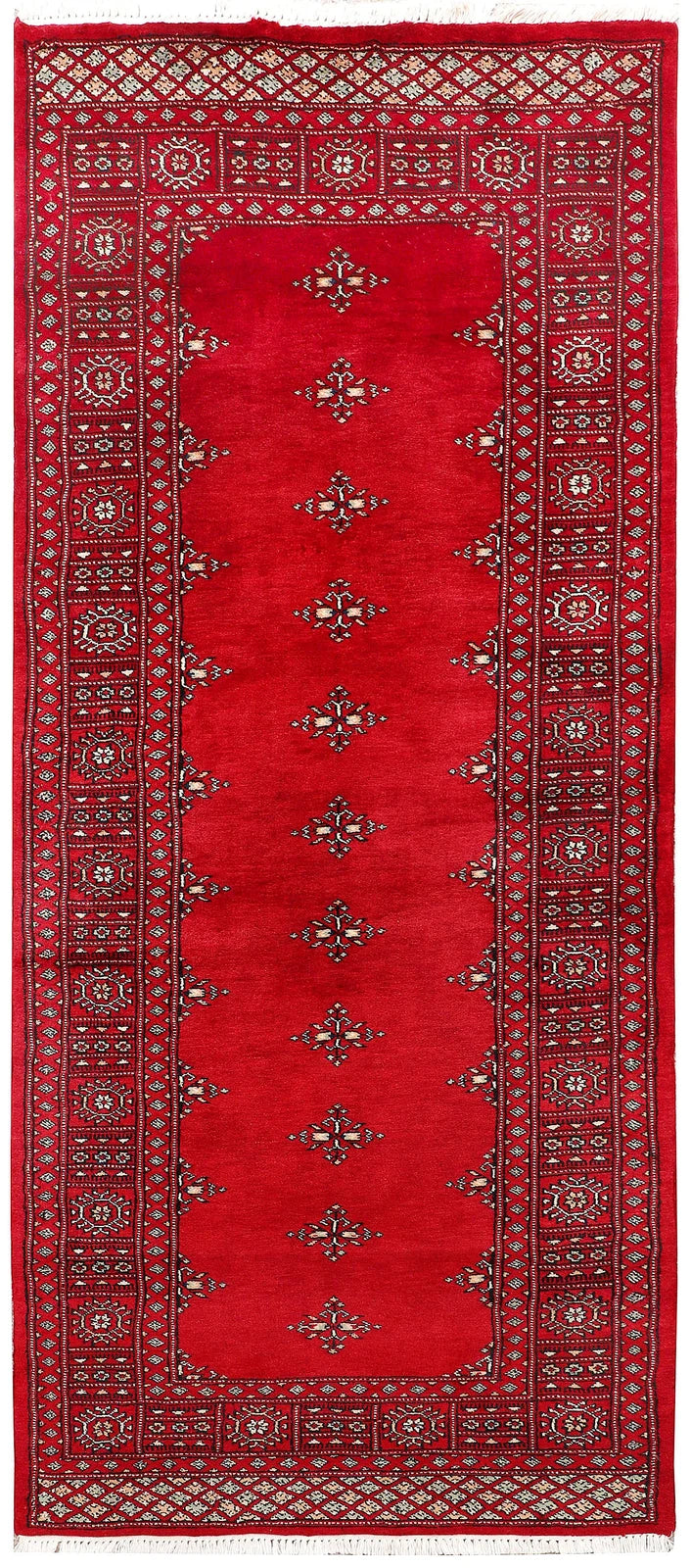 Red Pakistani Butterfly Rug 3' x 7'5" Hand-Knotted | No. QA52256