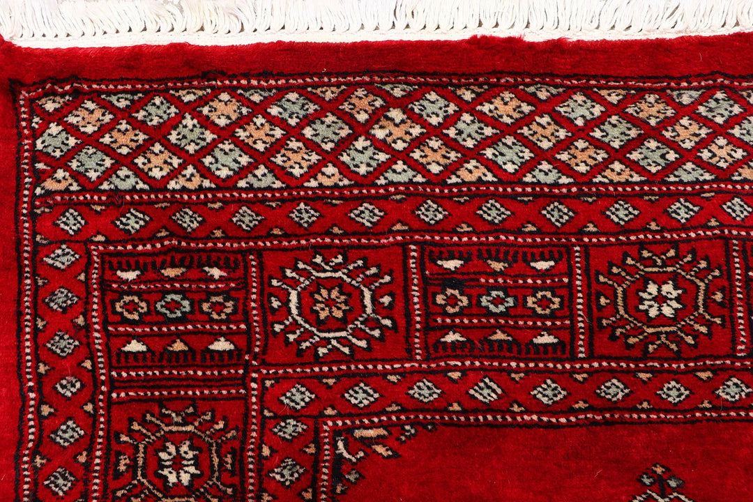 Red Pakistani Butterfly Rug 3' x 7'5" Hand-Knotted | No. QA52256