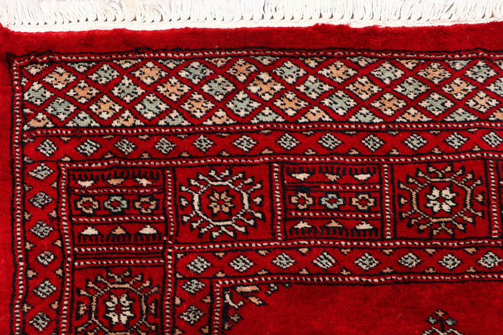 Red Pakistani Butterfly Rug 3' x 7'5" Hand-Knotted | No. QA52256