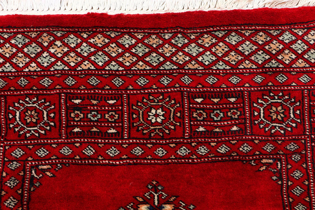 Red Pakistani Butterfly Rug 3' x 7'5" Hand-Knotted | No. QA52256