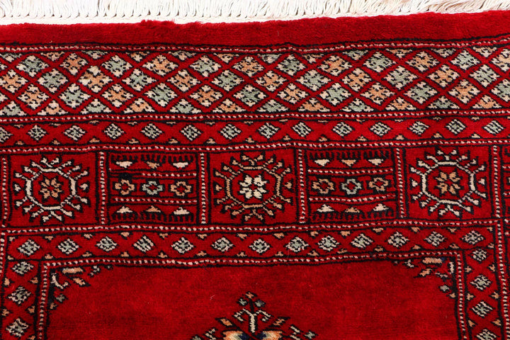 Red Pakistani Butterfly Rug 3' x 7'5" Hand-Knotted | No. QA52256