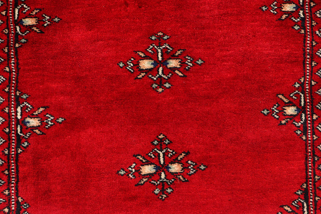 Red Pakistani Butterfly Rug 3' x 7'5" Hand-Knotted | No. QA52256